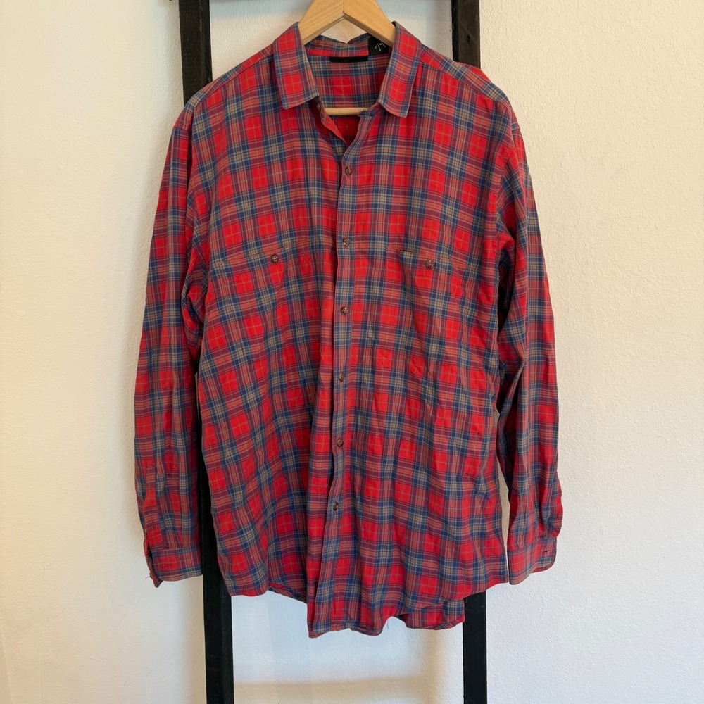 Vintage Patagonia‎ Mens Large Red Plaid 100% Cotton Long Sleeve Button Down